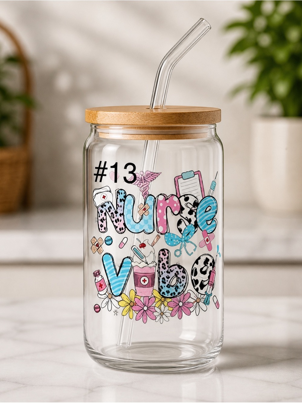 Buy Now* nurse 16 ounce tumbler with bamboo lid and straw - Picture 13 of 15